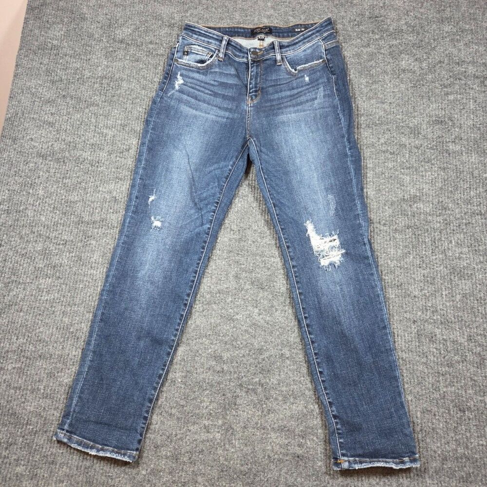 Judy Blue Distressed Slim Fit Jeans Size 9/29 Medium Wash Denim